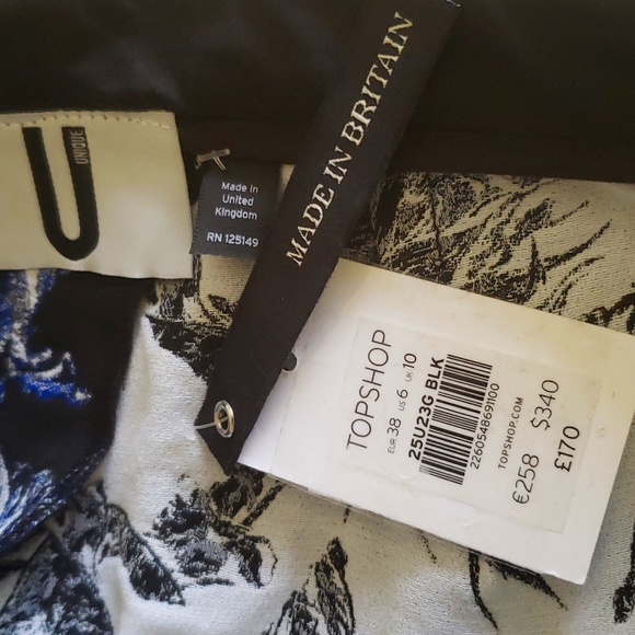 UNIQUE by Topshop Artichoke Tailored Trousers Pants NEW Black Blue NWT Women's 6 - Picture 6 of 16